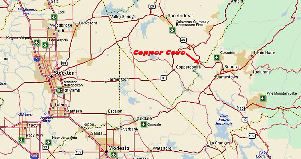 Map of Copper Cove area. Copper Cove is located approximately 40 miles east of Stockton in the town of Copperopolis. It is home to about 1000 families, and includes such amenities as a 33+ acre park and access to Lake Tulloch.